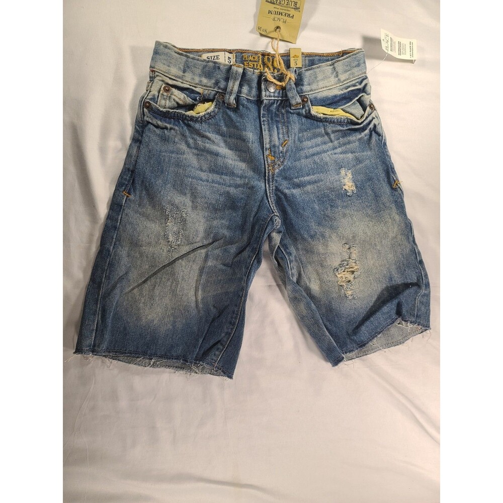 The Children's Place Boys Size 5 Distressed Denim Jean Shorts NWT $19.50